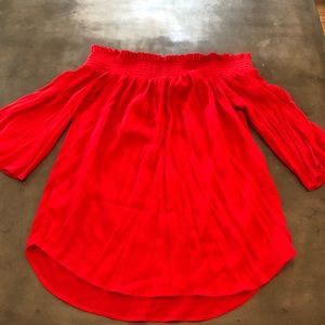 Off the shoulder red top